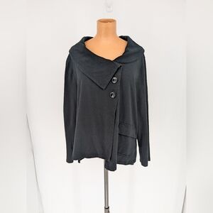 Habitat Clothes To Live In Lagenlook Two Button Black Collared Tunic Size Large